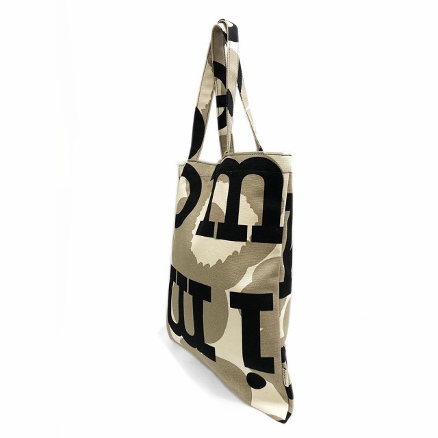 マリメッコ 091684 889 beige black Ahkera Unikko Logoトートバッグ ベージュ×ブラック (新品)  marimekko｜au PAY マーケット